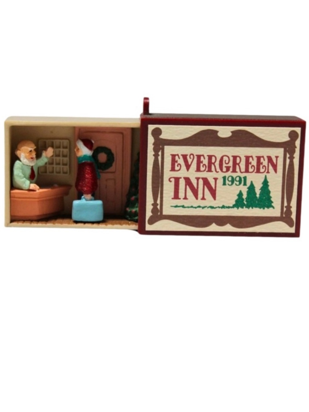 Hallmark 1991 “Evergreen Inn” Matchbox Christmas Ornament